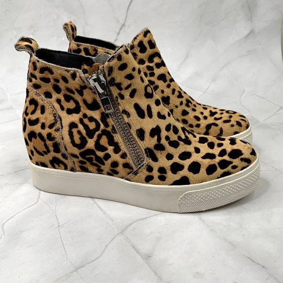 Steve Madden Shoes - Steve Madden Wedgie Leopard Calf Hair Wedge Sneakers